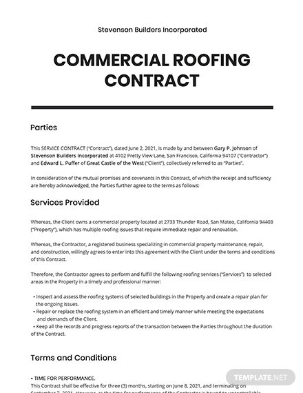 roof contract template