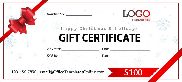 Christmas Holidays Gift Certificate Template