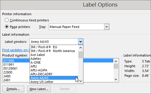 Follow the steps below to find Avery templates built into Microsoft® Word if you have Word 2007 or a newer version. Note that older versions of Word have minor differences.  Go to the top of the screen and select Mailings > Labels > Options while your Word document is open. (The Options setting is accessible in Tools at the top of the page in older versions of Word.)