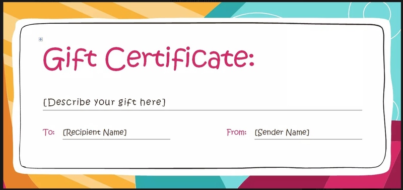 Gift Templates gift certificate