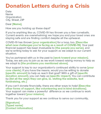Donation Letter Template During a Crisis
