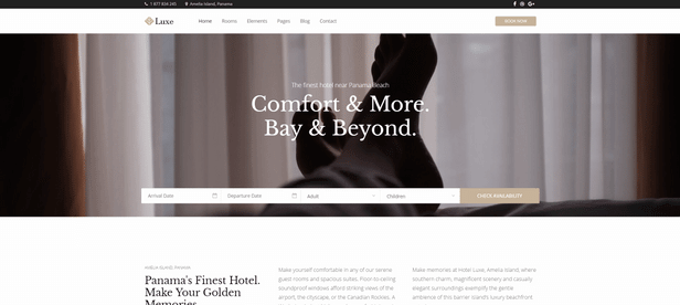 Sample of Motel Luxe Template used in website