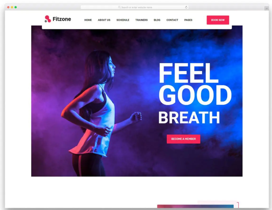 Sample of Fitzone Template used in fitness website in MAC PC