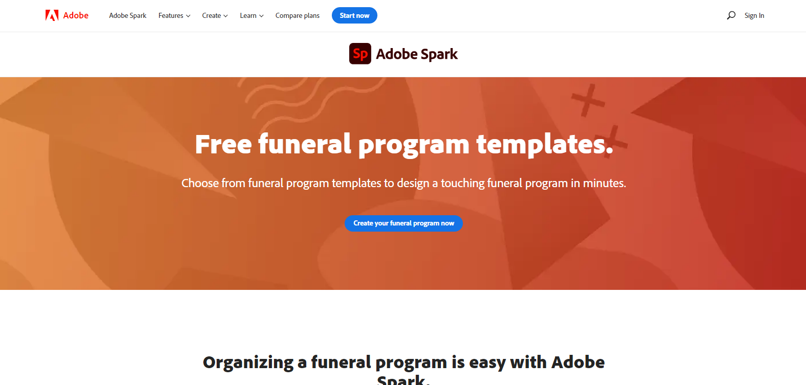 Funeral program template free adobe spark