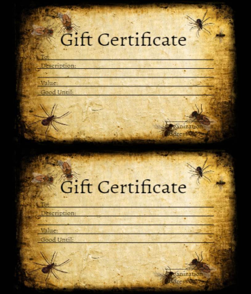 Blank template of creepy parchment gift certificate