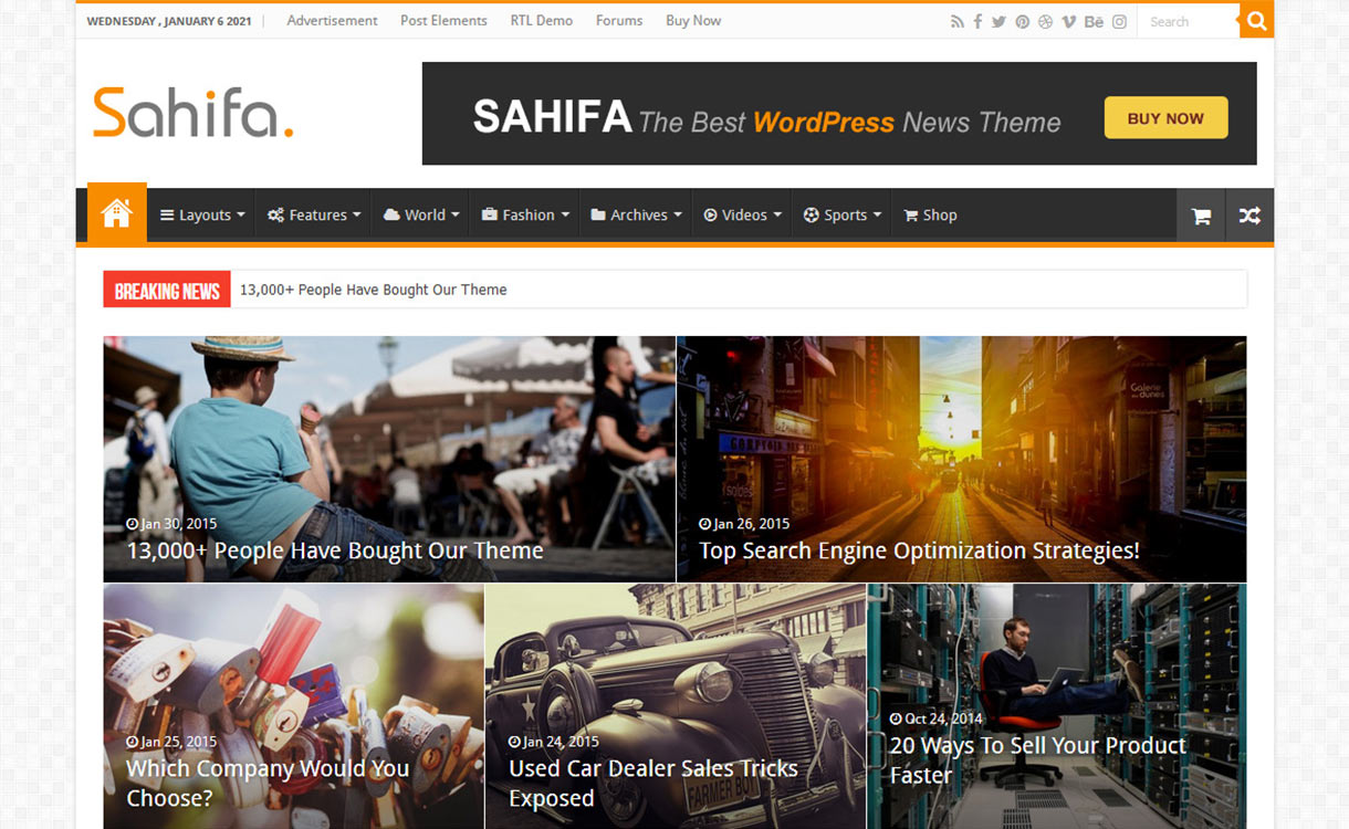 Sahifa Website Homepage