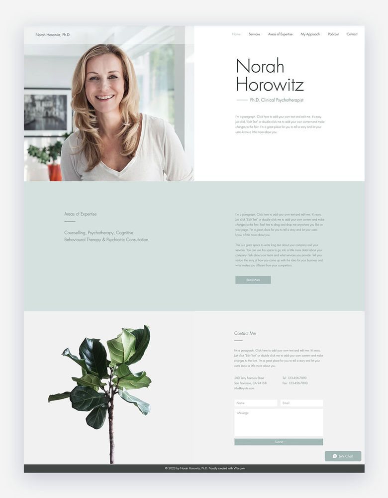 Sample of Wix Therapist Website Template