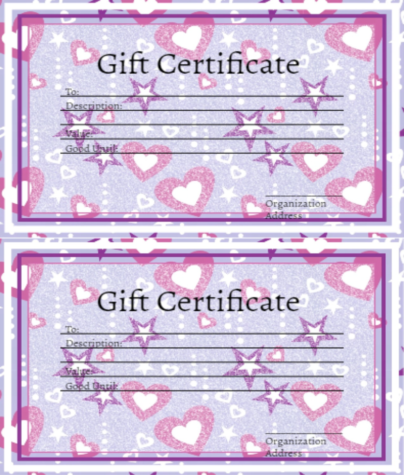 Blank template of valentine border gift certificate