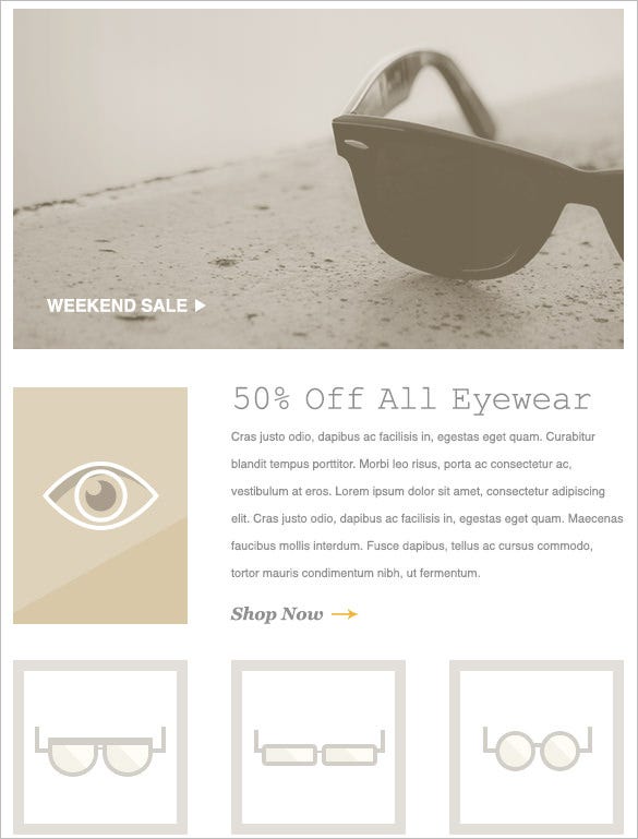 Sample promotions template for use in Gmail