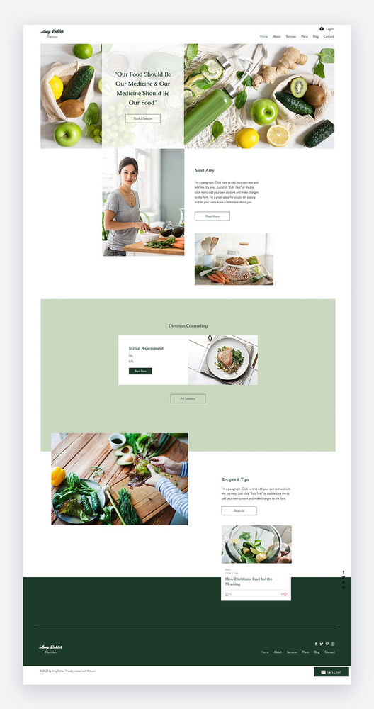 Sample of Wix Dietician Website Template