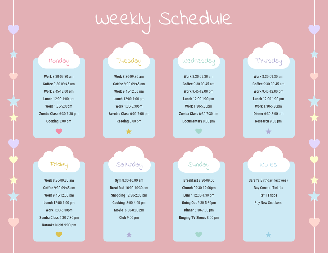 Utilizing Weekly Schedule Templates Makes Scheduling Easy: Track Your Fitness Goals, Work Projects, Or Chores Using A Schedule Template