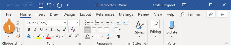 File tab in Word document