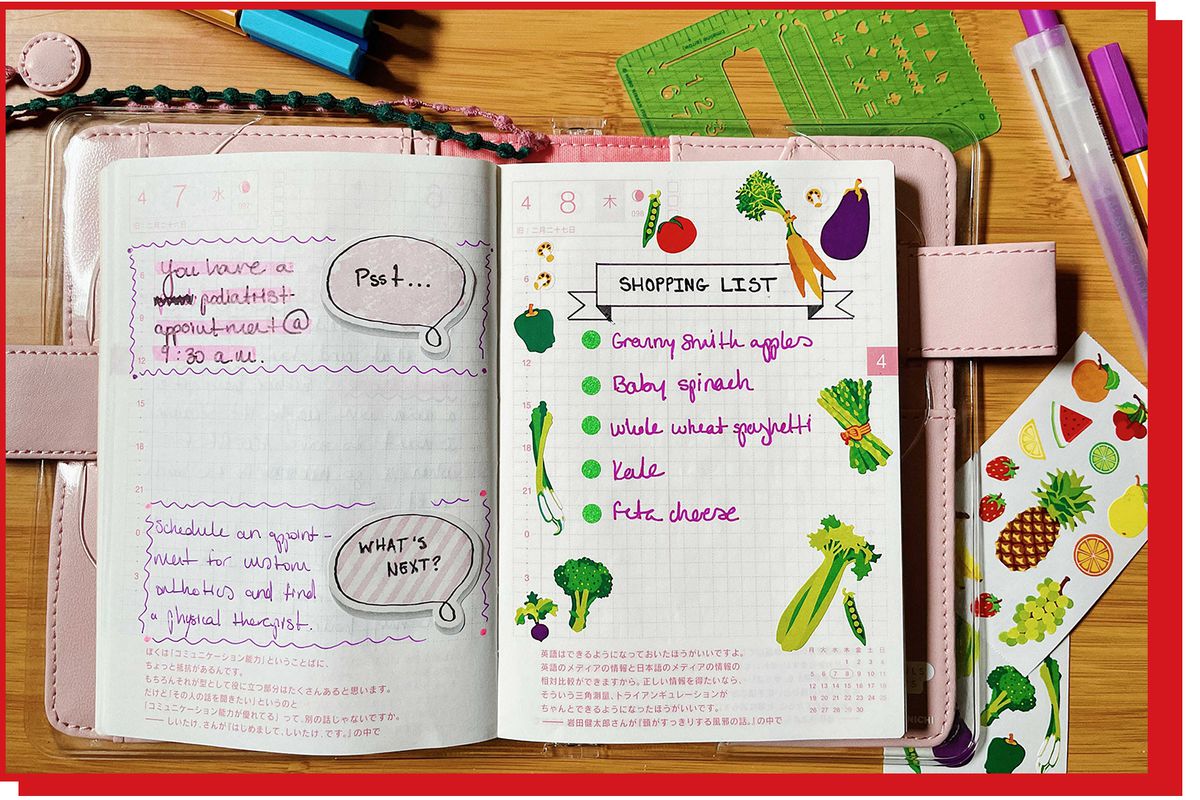 Handwritten grocery list in a notebook
