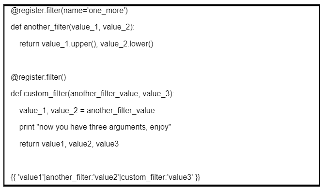 Example of code using several filters