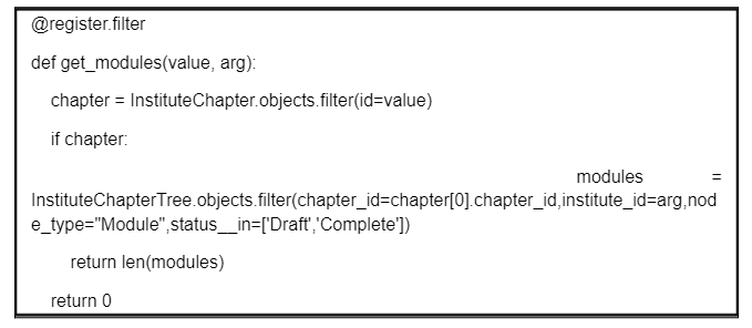 Sample custom filter code