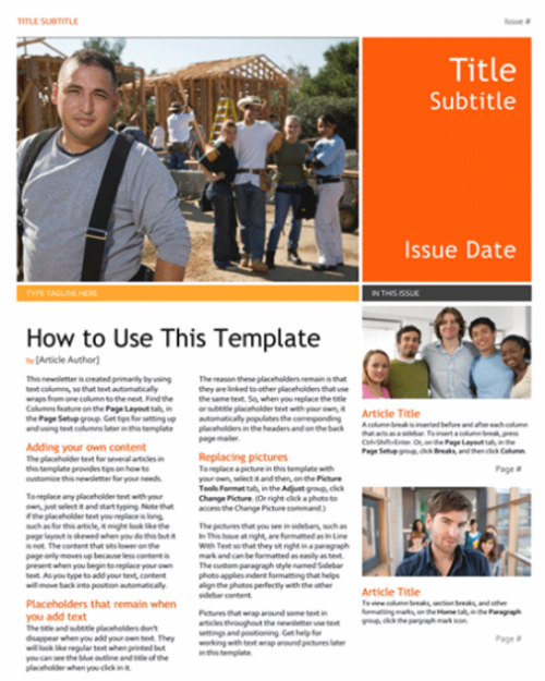 Sample of a ready made magazine article template