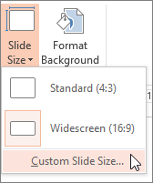 Screenshot of how to do custom slide size