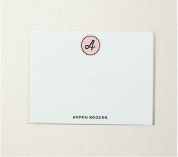 Sample of a personalized flat card with letter A on it