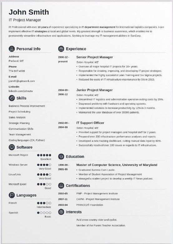 Sample page of crisp resume template