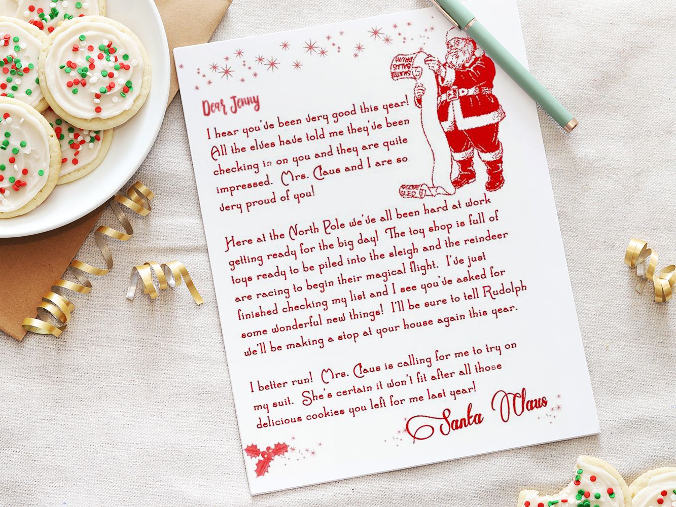 Download a "Dear Santa" letter with this free printable download and get the holiday season started out right! 2 Free Downloads Santa Holiday Santa Letter.