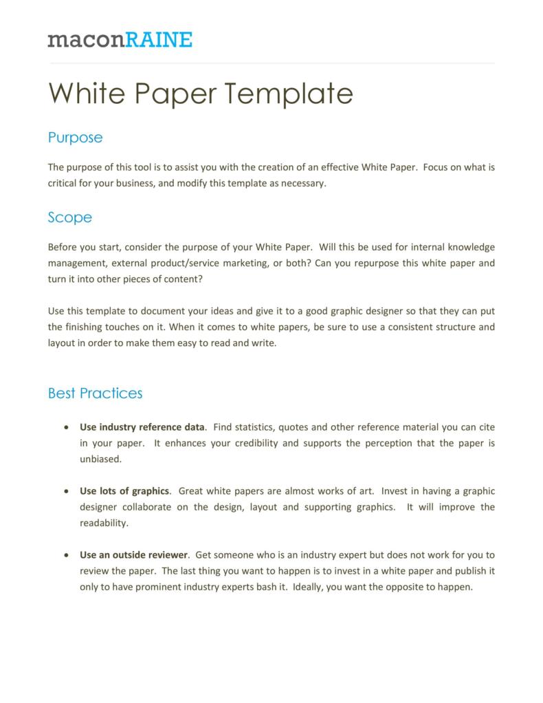 Sample page of maconraine white paper template