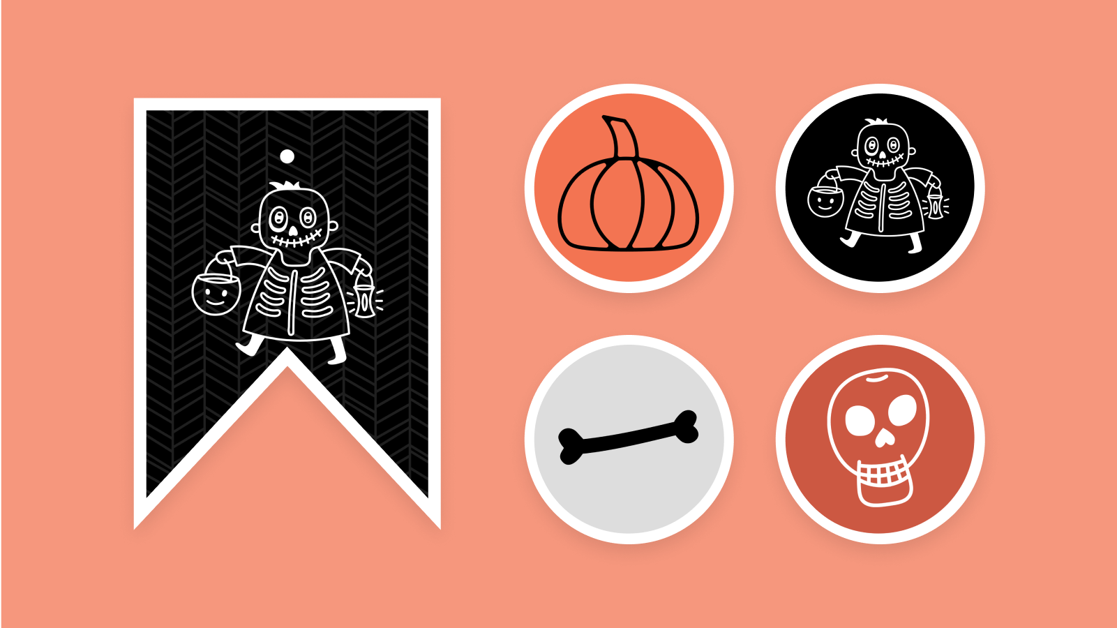 Sample page of Skeleton Halloween party printables