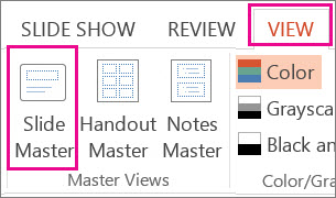 Screenshot of Slide Master from the Master Views group on the View tab