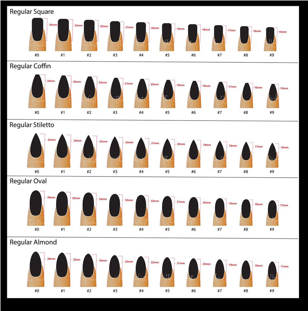 Template for different regular nail lengths