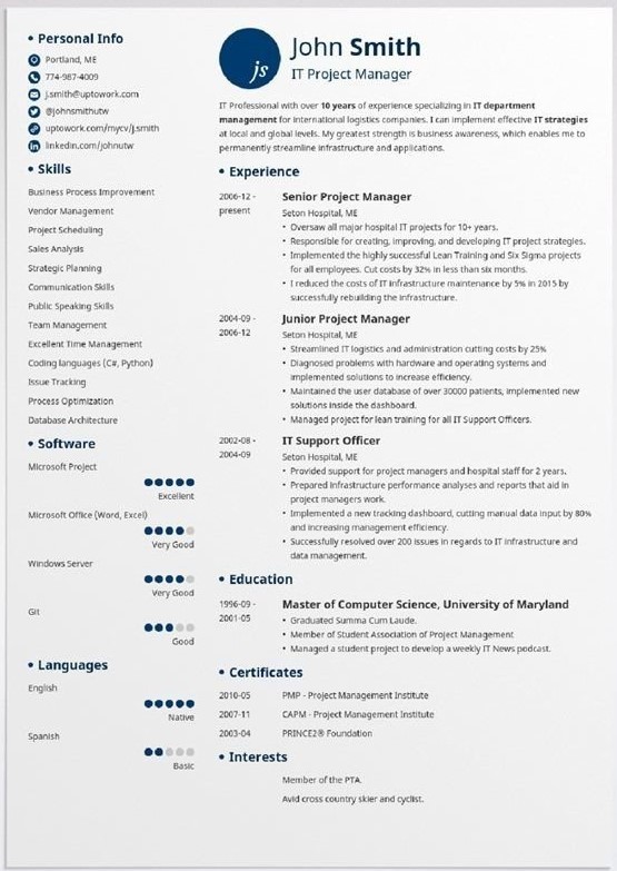 Sample page of initials resume template