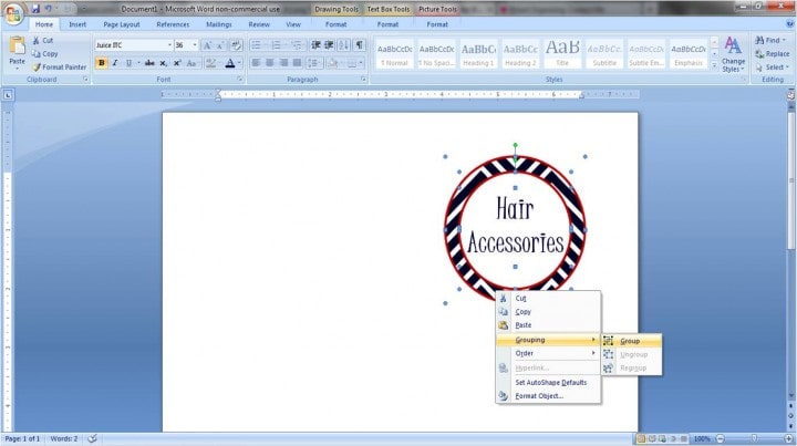 How to group your label in MS Word