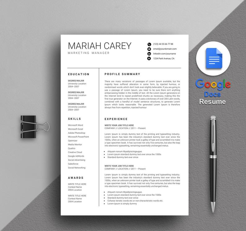 Best 15 Resume Templates Google Docs