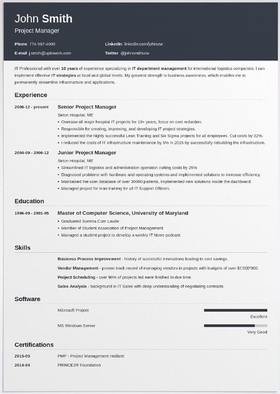 Sample page of influx resume template
