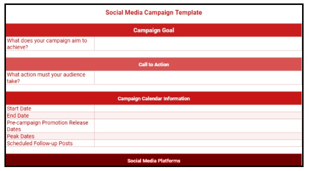 Sample of a Template To Plan Campaigns