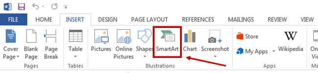 Representation of navigate to SmartArt in Microsoft Word