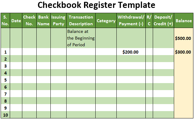 How To Use Check Register Template Excel 