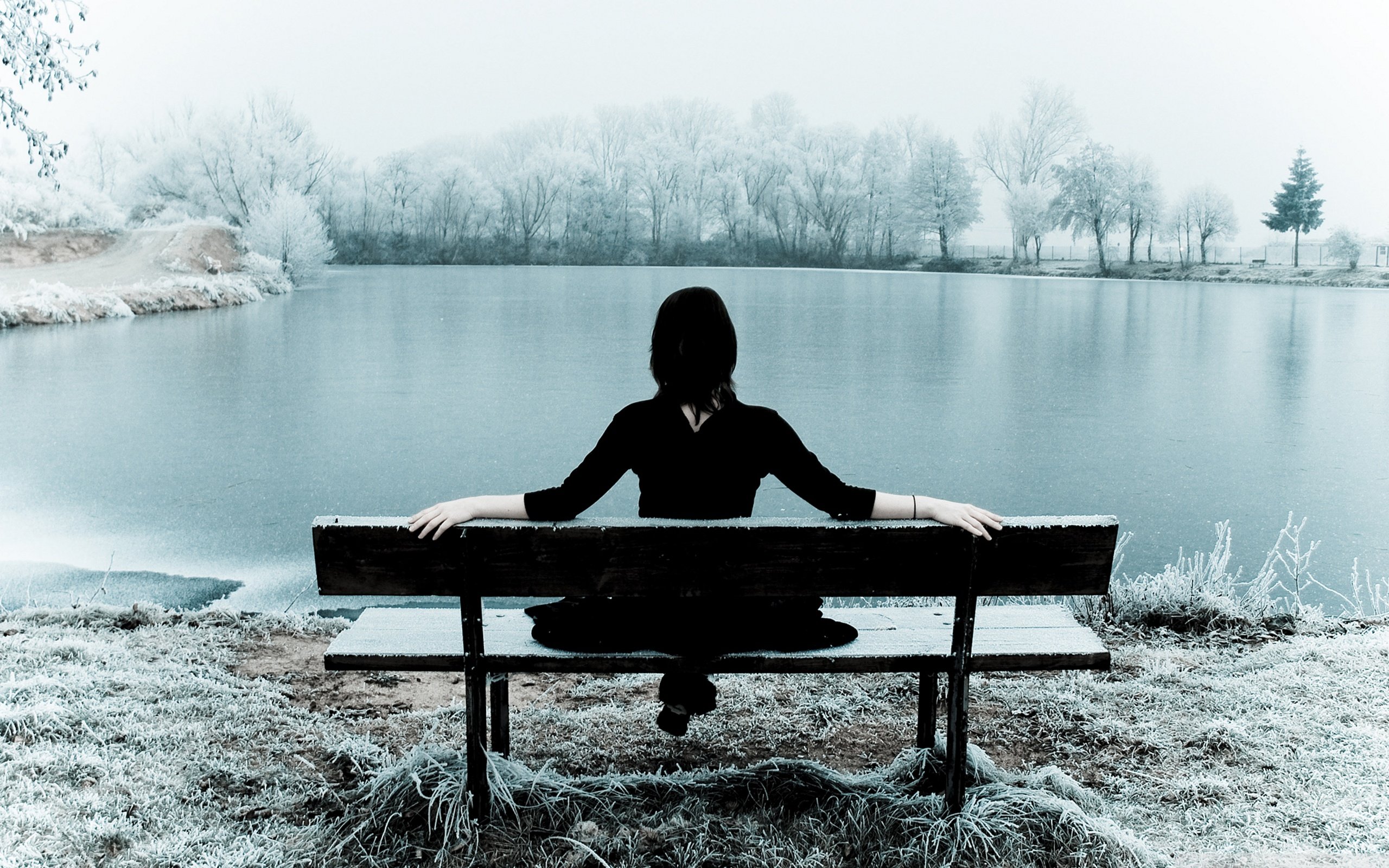 Photo about Back view of young woman sitting on a bench and sketch of a young man. Divorce and meeting concept. Image of feeling, heartbroken.