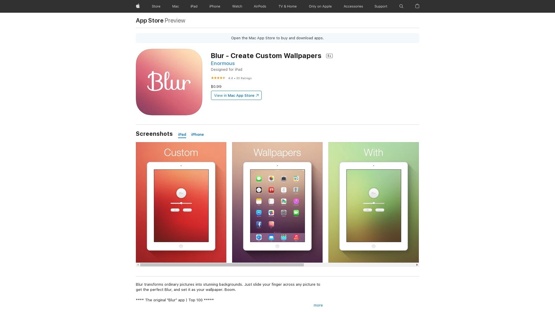 Blur Wallpaper is simplicity. Use it to blur, dim and remove colors from your current wallpaper. It is built with a strict focus on aesthetics.