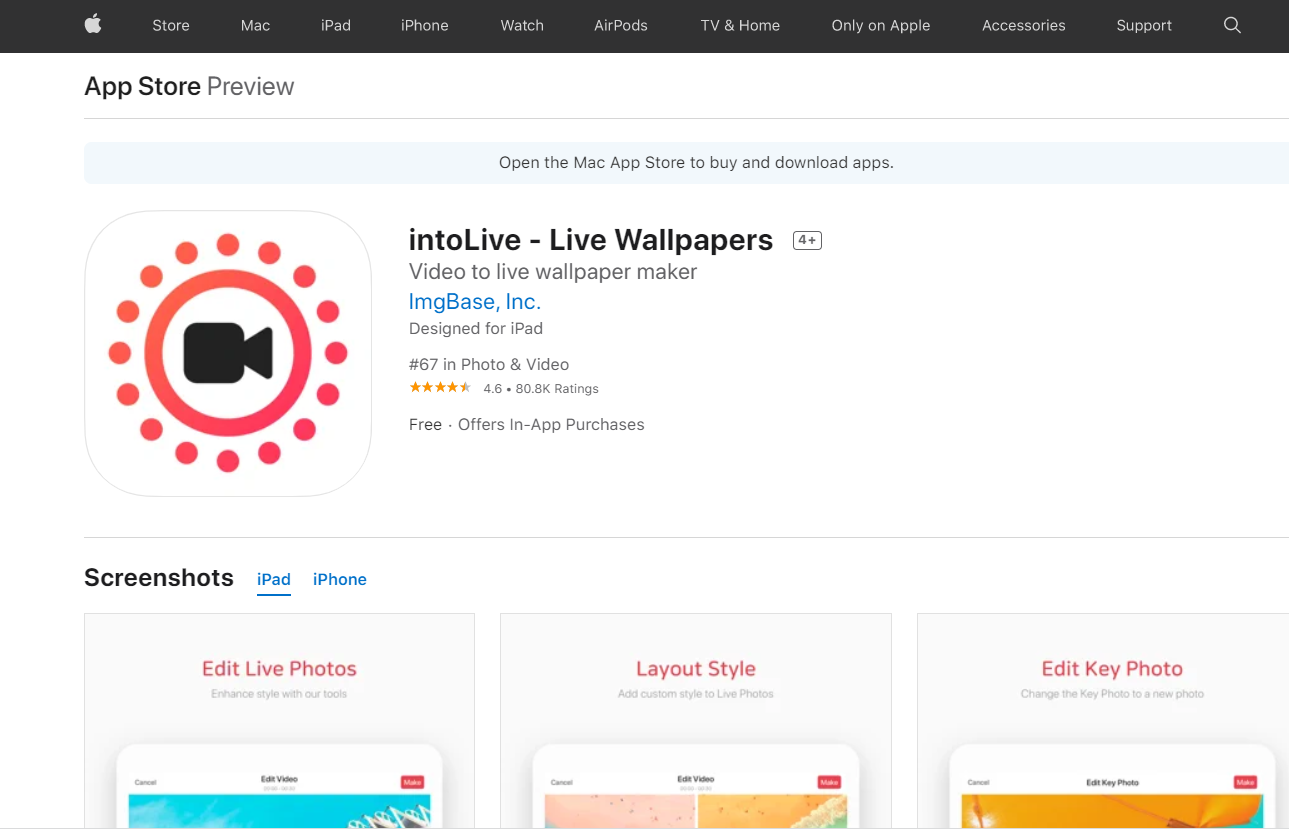 Screenshot of IntoLive App
