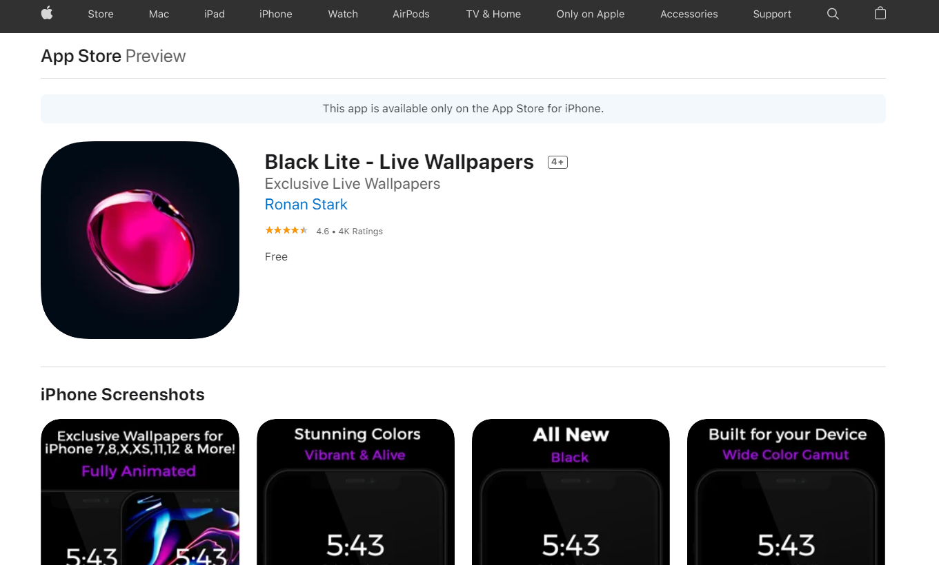Screenshot of Live Wallpapers Black Lite