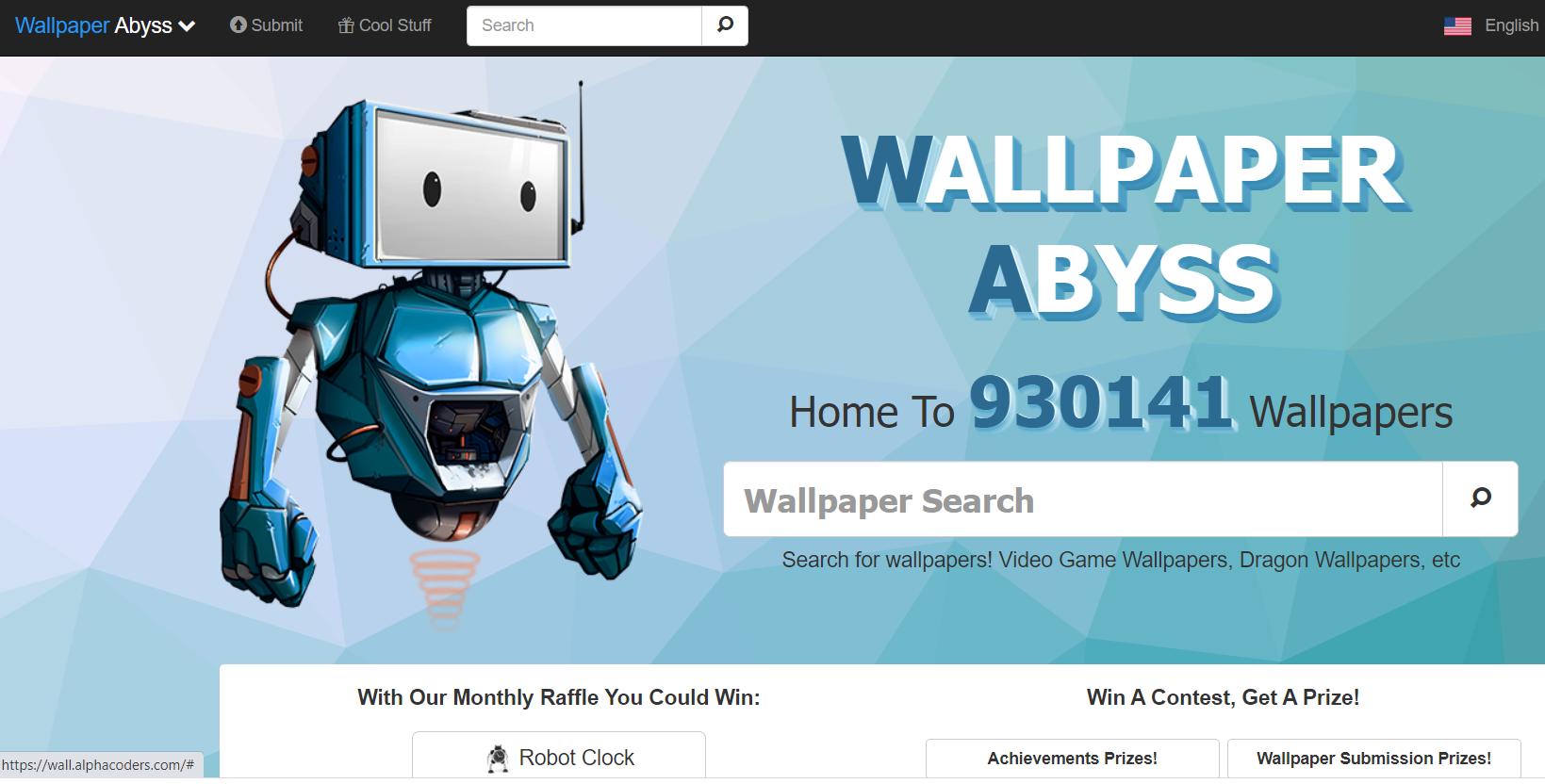 Screenshot of Wallpaper Abyss home page