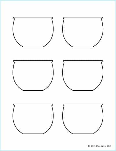 Outlines of six small-sized fish bowls