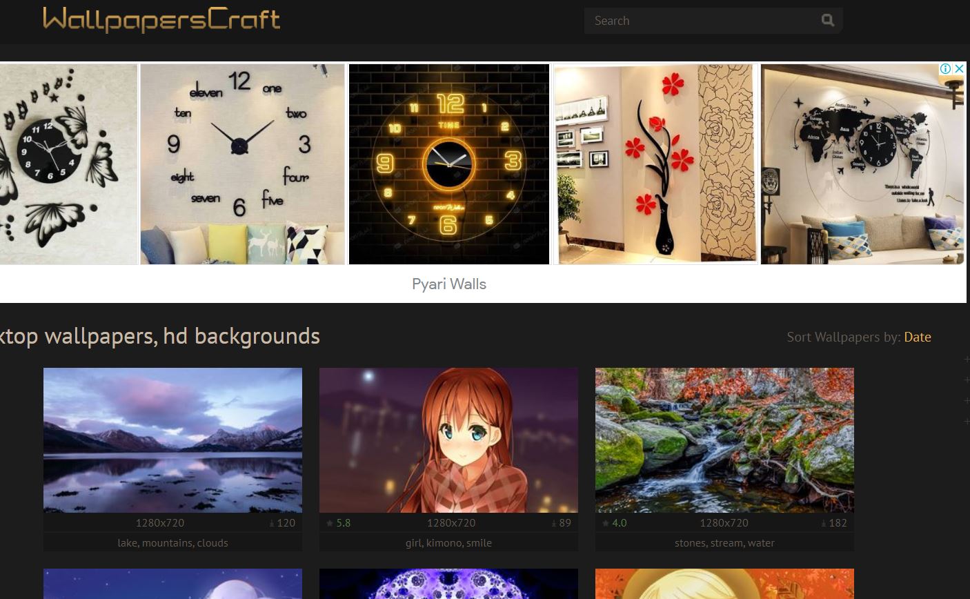 Screenshot of Wallpapers Craft home page