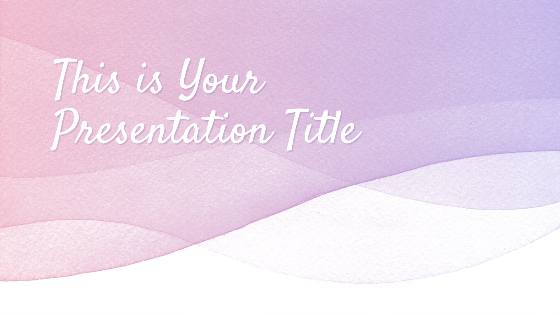 Watercolor waves presentation template in light pink color showing the title page