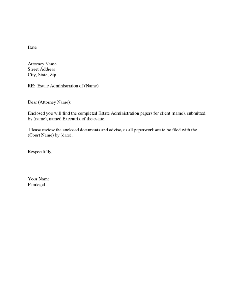 Simple cover letter sample template for a legal document