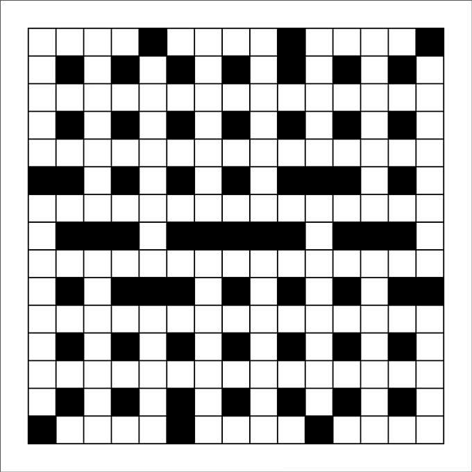 Black and whit Blank Crossword Puzzle Template free in excel