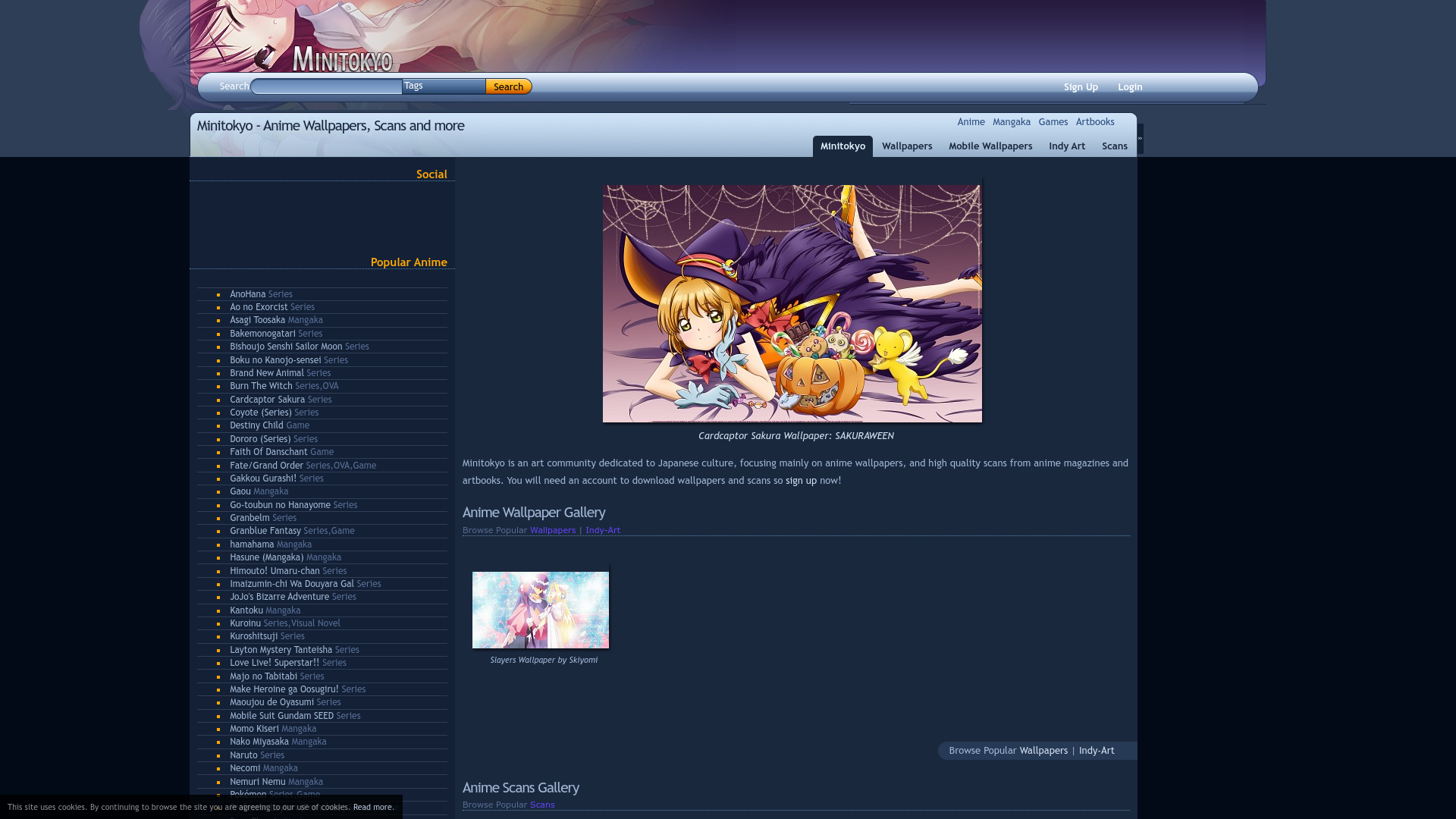 Screenshot of Minitokyo Home Page 