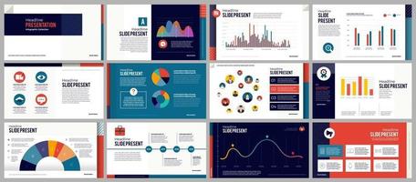 Presentation template portraying information visually using graphs and tables