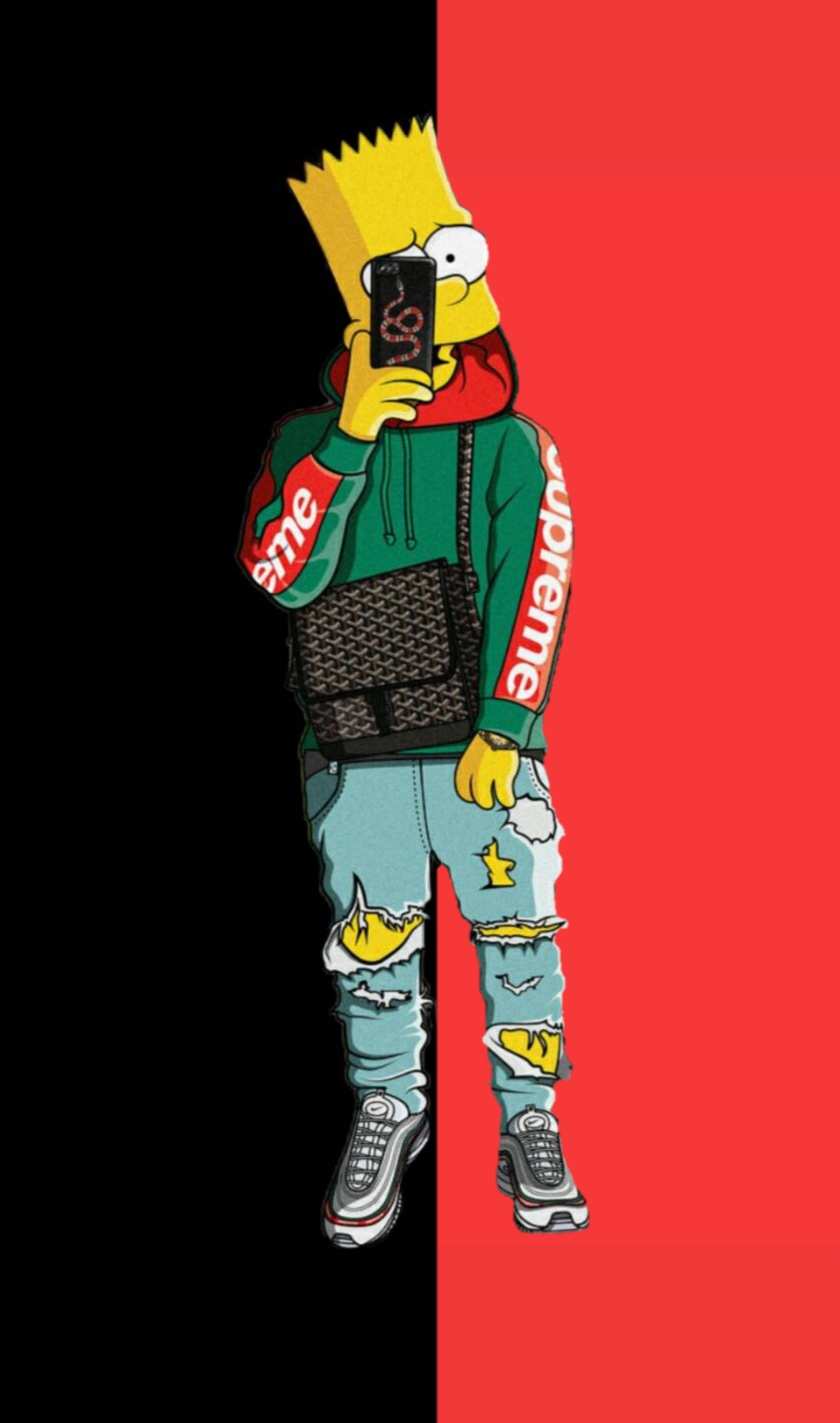 Bart Simpson With A Supreme Hoodie Wallpaper